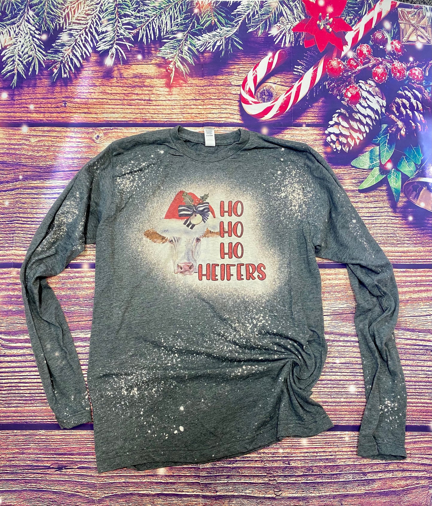 Ho Ho Ho Heifers Christmas Bleach Long sleeve