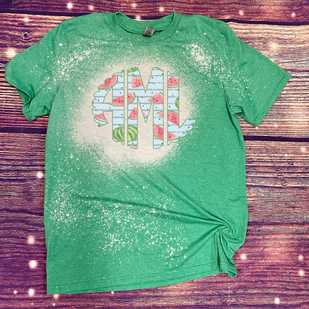 Watermelon Monogram Bleach Tee