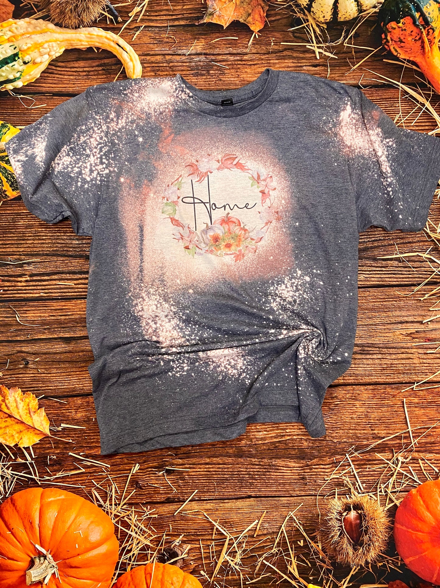 Home Cotton Wreath Bleach Tee | Bleach Shirt