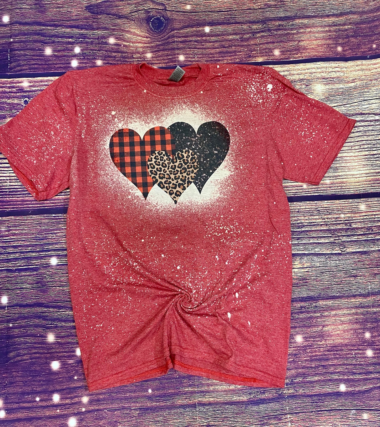 Leopard plaid black hearts Bleach Tee