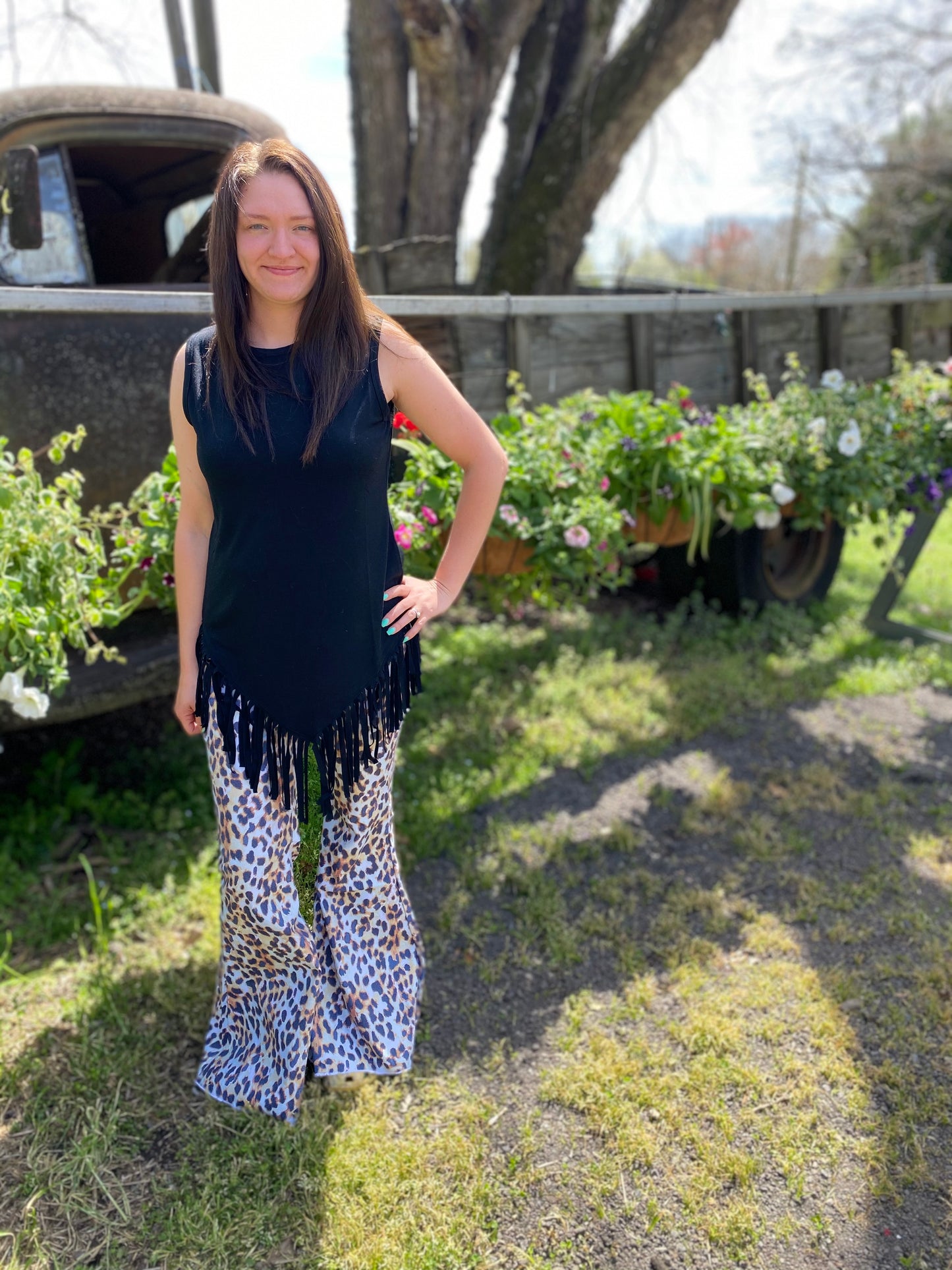 Cheetah Bell Bottom Pants