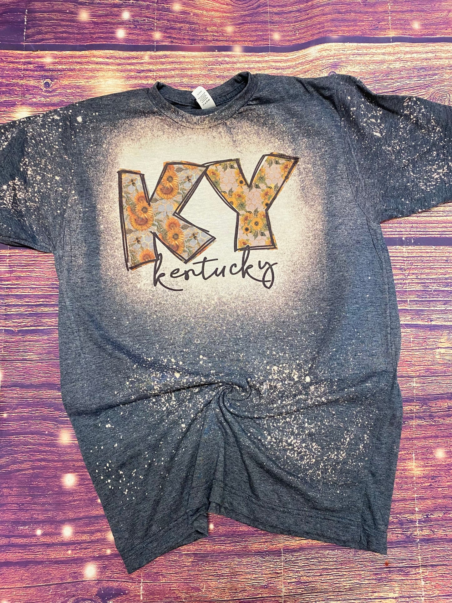 Ky Kentucky Sunflower Bleach Tee