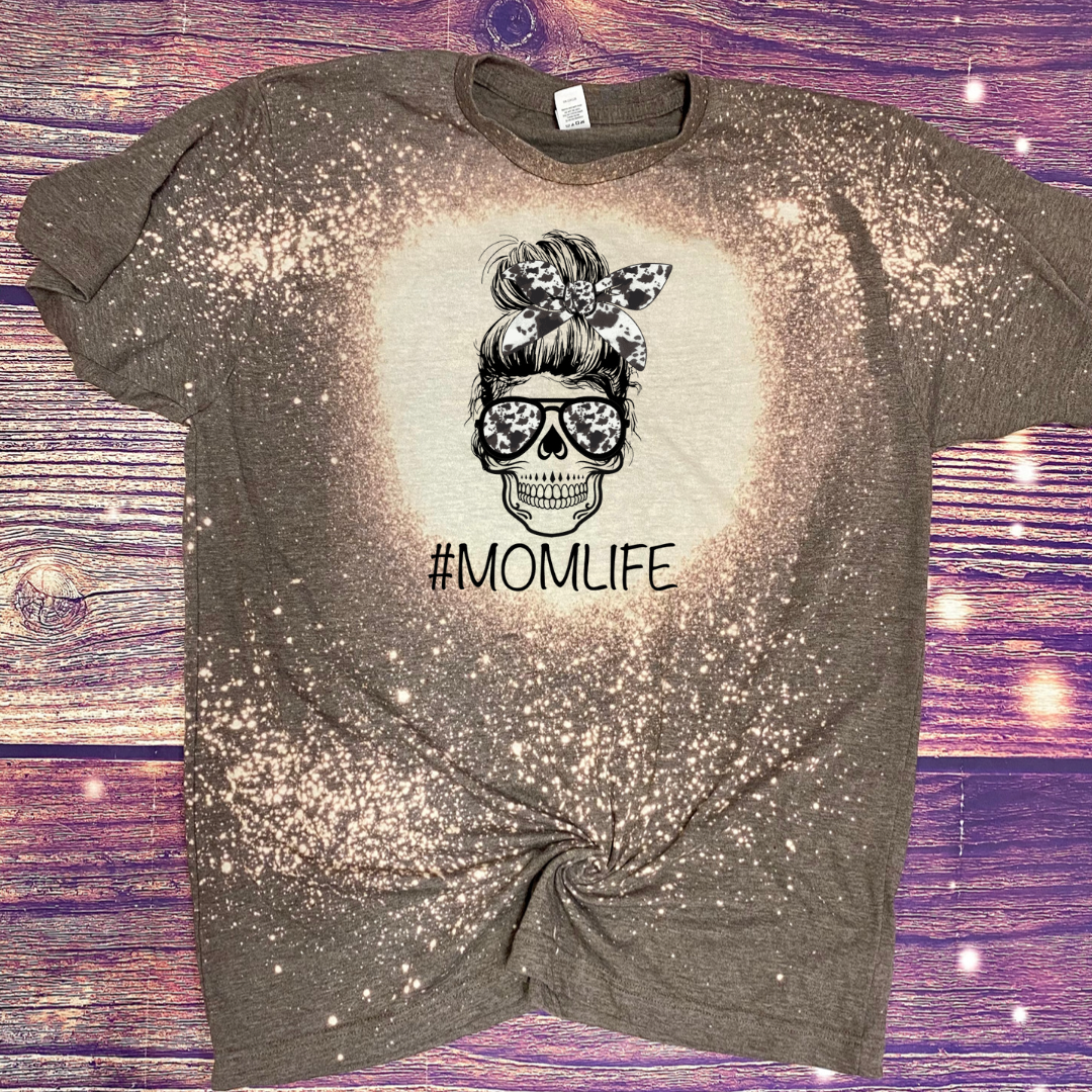 Skull MomLife cowhide Bleach Tee