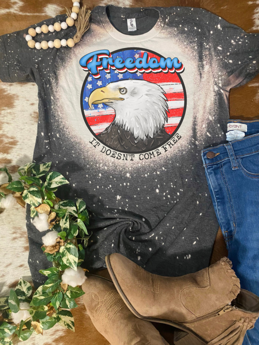 Patriotic Freedom Doesn’t come Free Bleach Tee