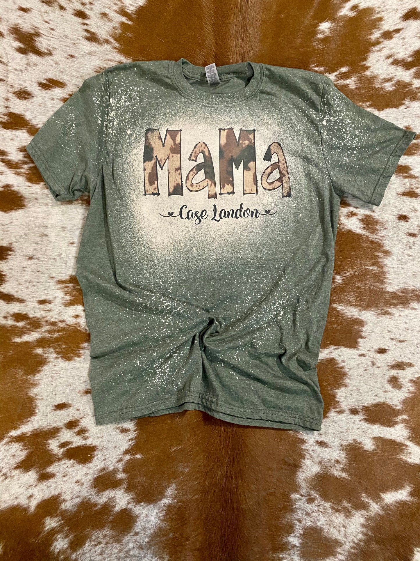 Mama cowprint Personalized Bleach Tee
