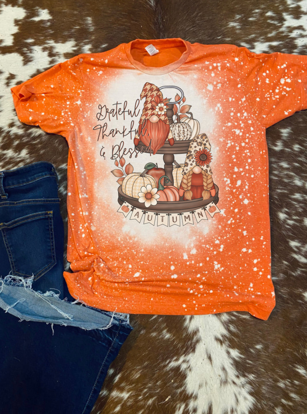 Grateful Thankful Blessed Fall Bleach Tee