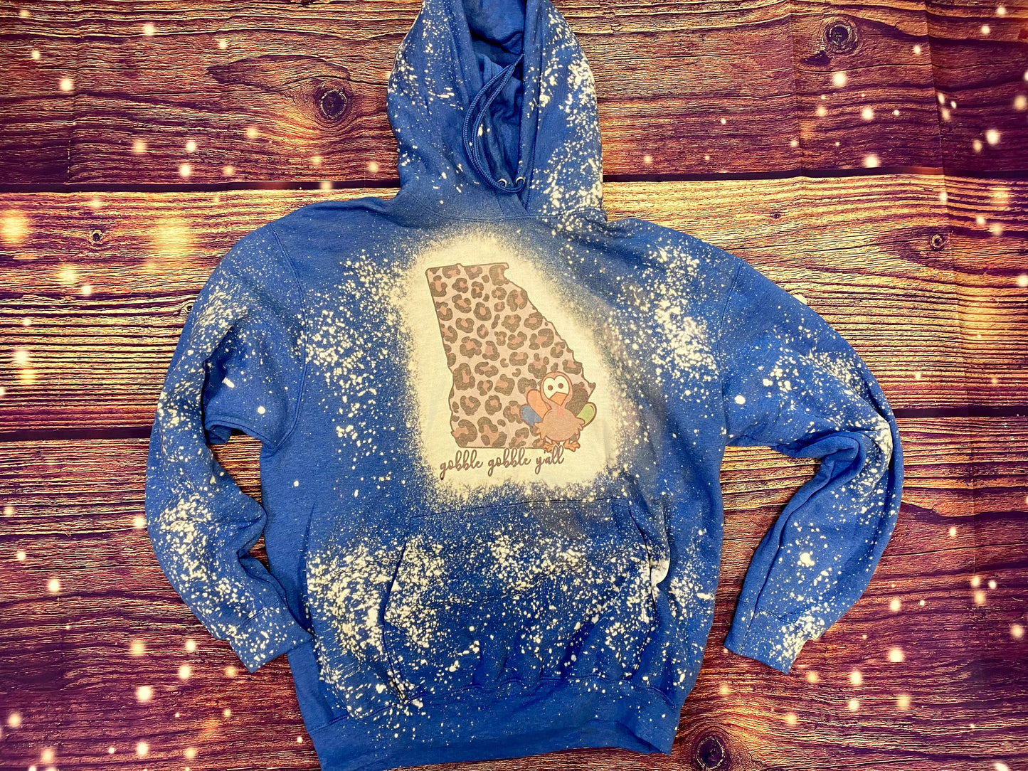 Ga State Gobble Gobble Y’all Bleach Hoodie