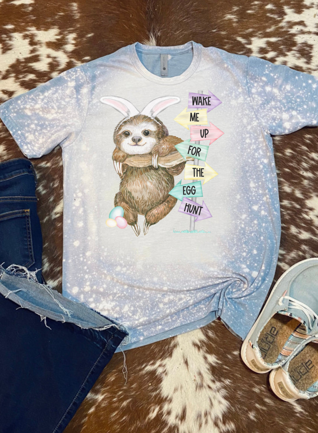 Wake Me Up for the Egg Hunt Easter Bleach Tee