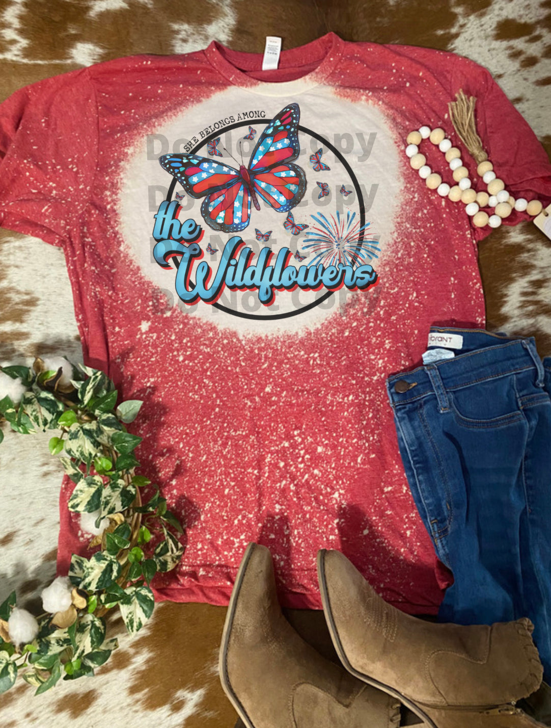 She belongs among the wildflowers Patriotic Bleach Tee