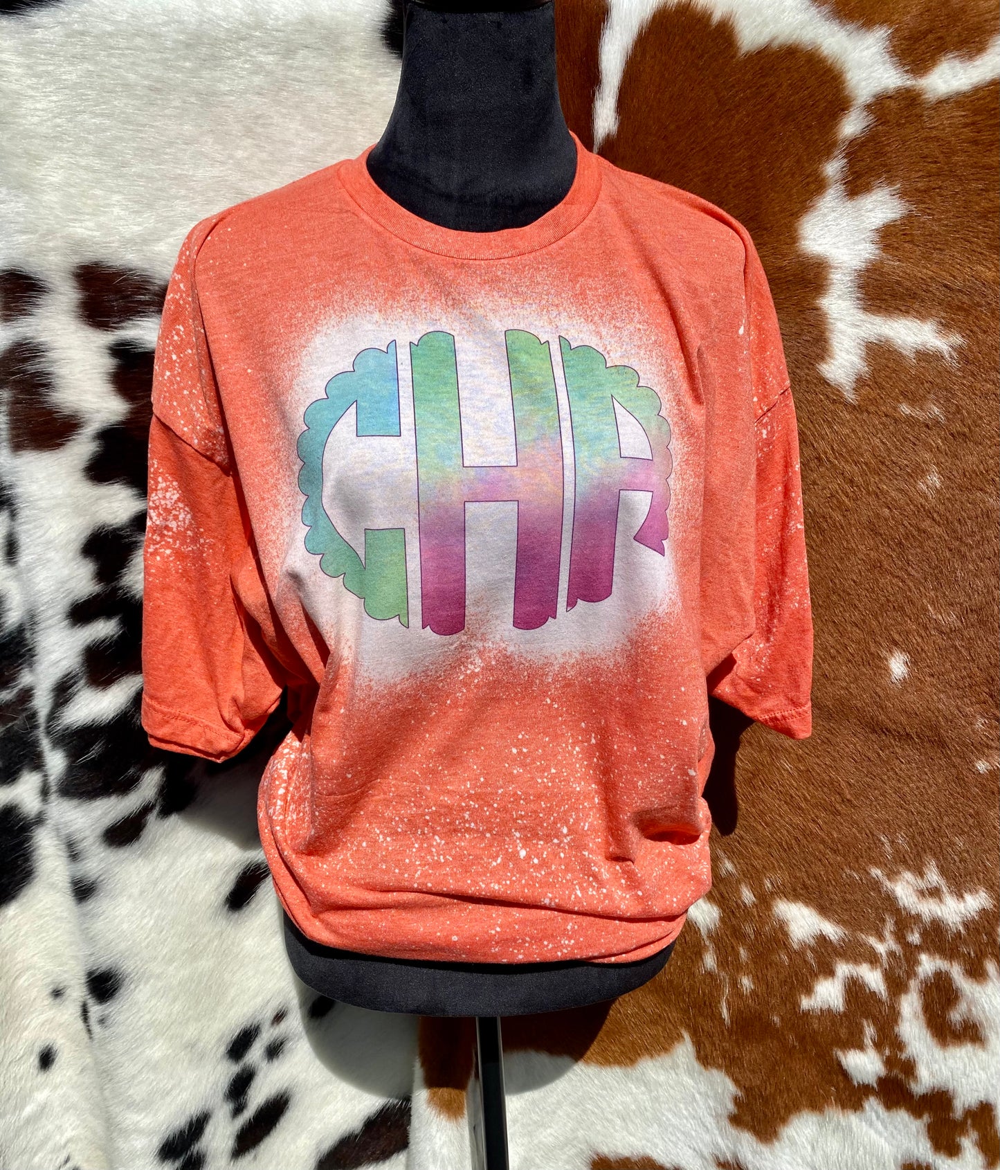Pastel Tie dye Monogram Bleach Tee