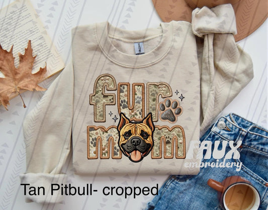 Fur Mom Tan Pitbull Cropped sweatshirt