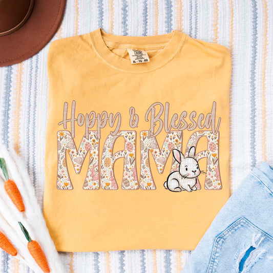 Hoppy & Blessed Mama Comfort Color Tee