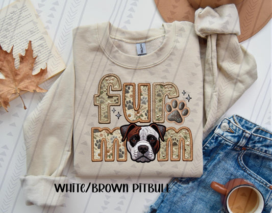 Fur mom White/Brown Pitbull