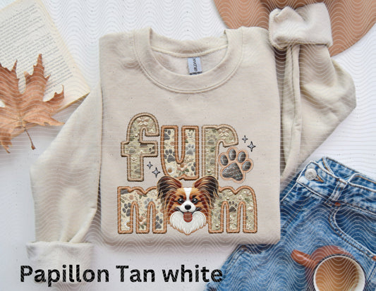 Fur mom Papillon Tan White