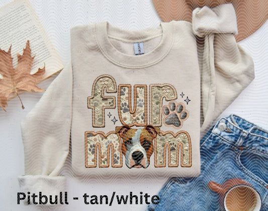 Fur mom Pitbull Tan/White