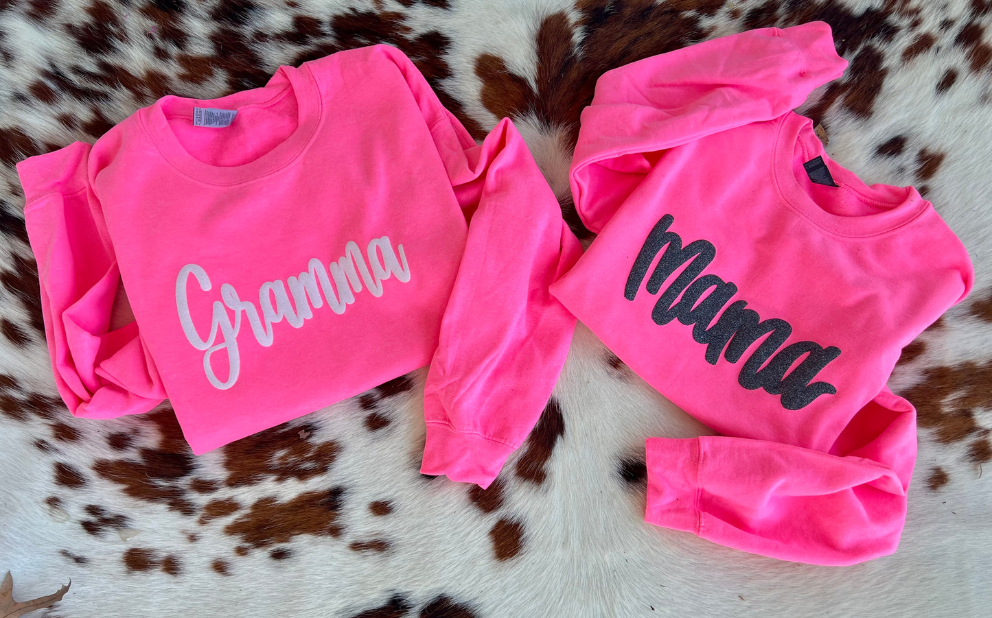 Hot pink Glitter Puff Mama sweatshirt