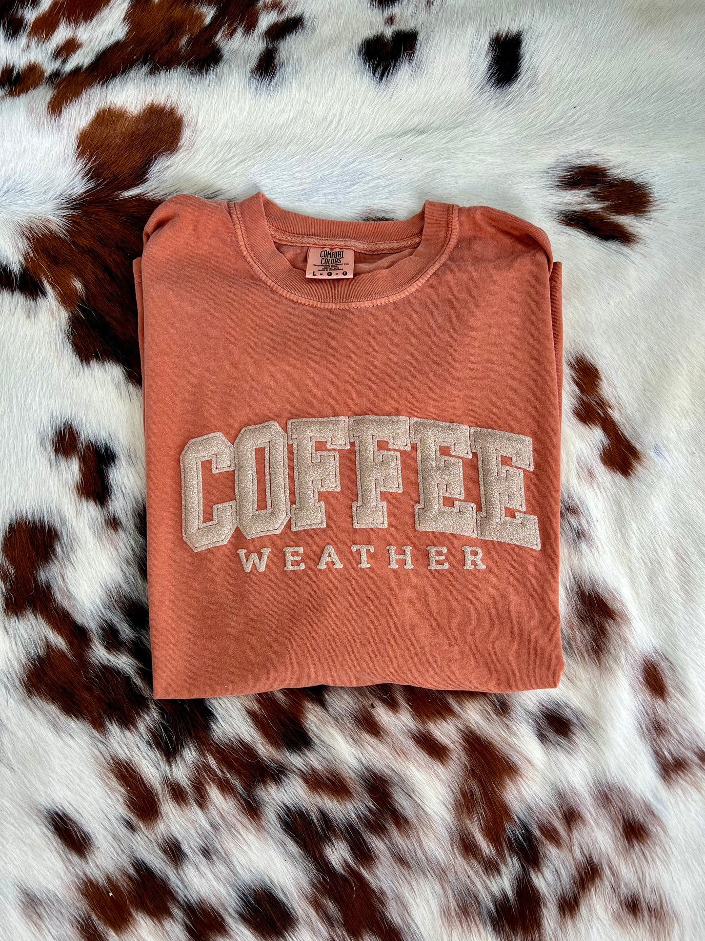 Coffee Weather Glitter Puff Tee