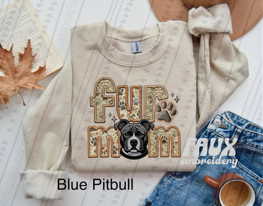 Fur Mom Blue pitbull sweatshirt