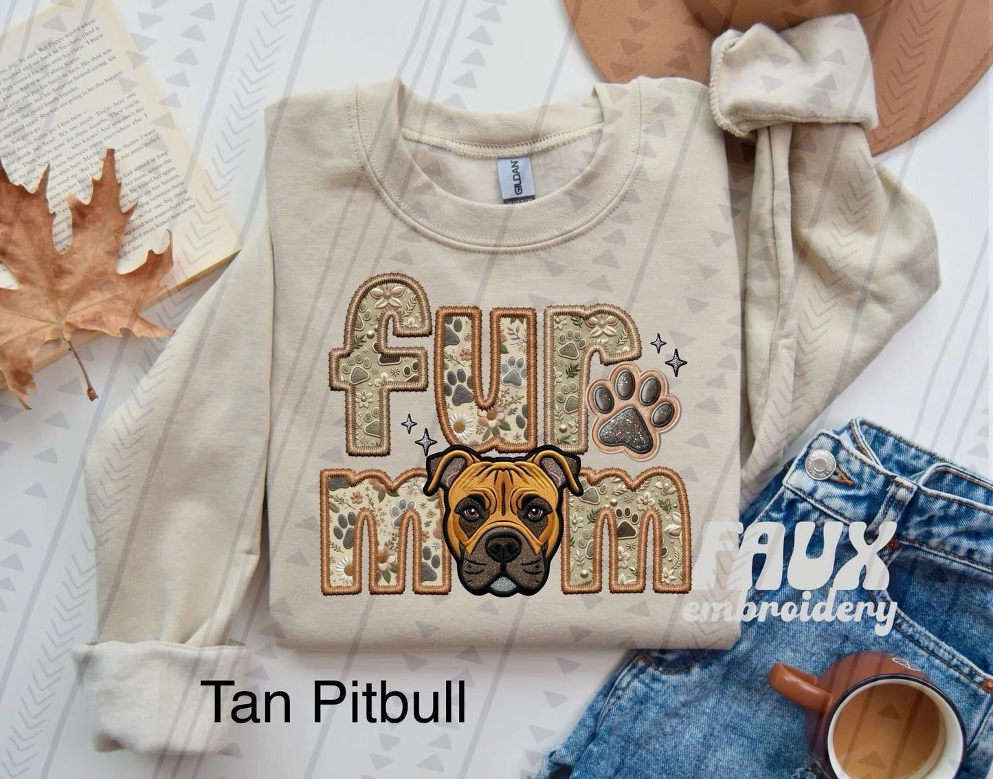 Fur Mom Tan Pitbull sweatshirt