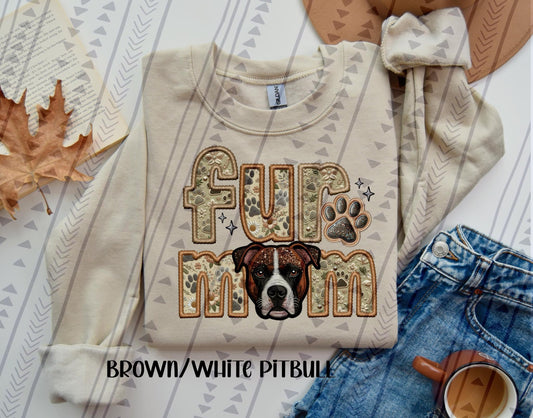 Fur mom Brown/White Pitbull