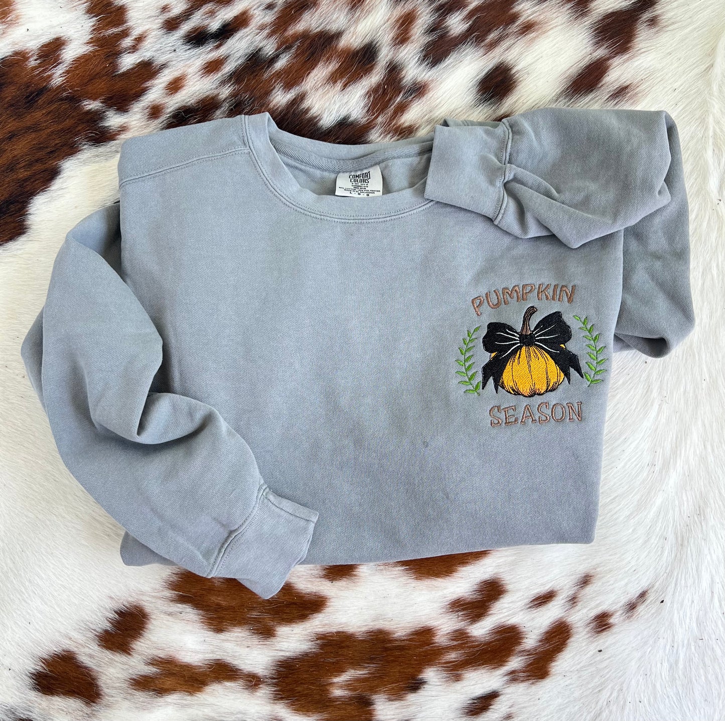 Pumpkin season embroidered Comfort Color Sweatshirt