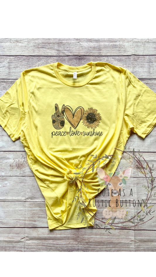 Peace Love Sunshine, Sunflower, Shirt, Bella Canvas, Flowers