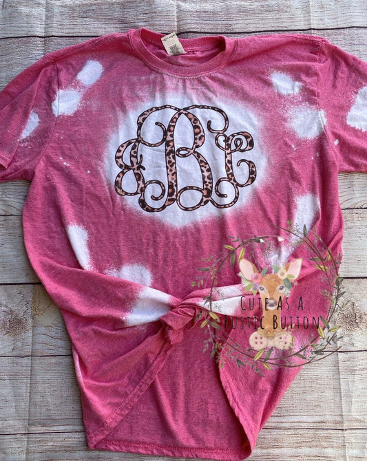 Leopard Monogram,leopard monogram  bleached, bleached shirt, bleached Shirt, bleach shirt