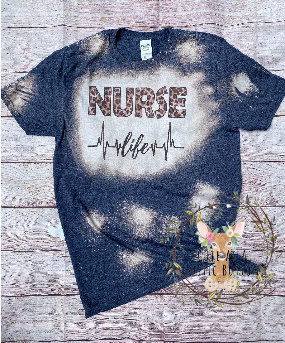Leopard Nurse LifeLine | Nurse Life | Nurse Life Heart Beat | Bleach tee | Bleach Shirt