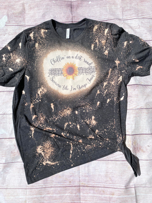 Chillin on a Dirt Road | George Jones | Chilling Back Road Sunflower | Bleach shirt | Bleach Tees