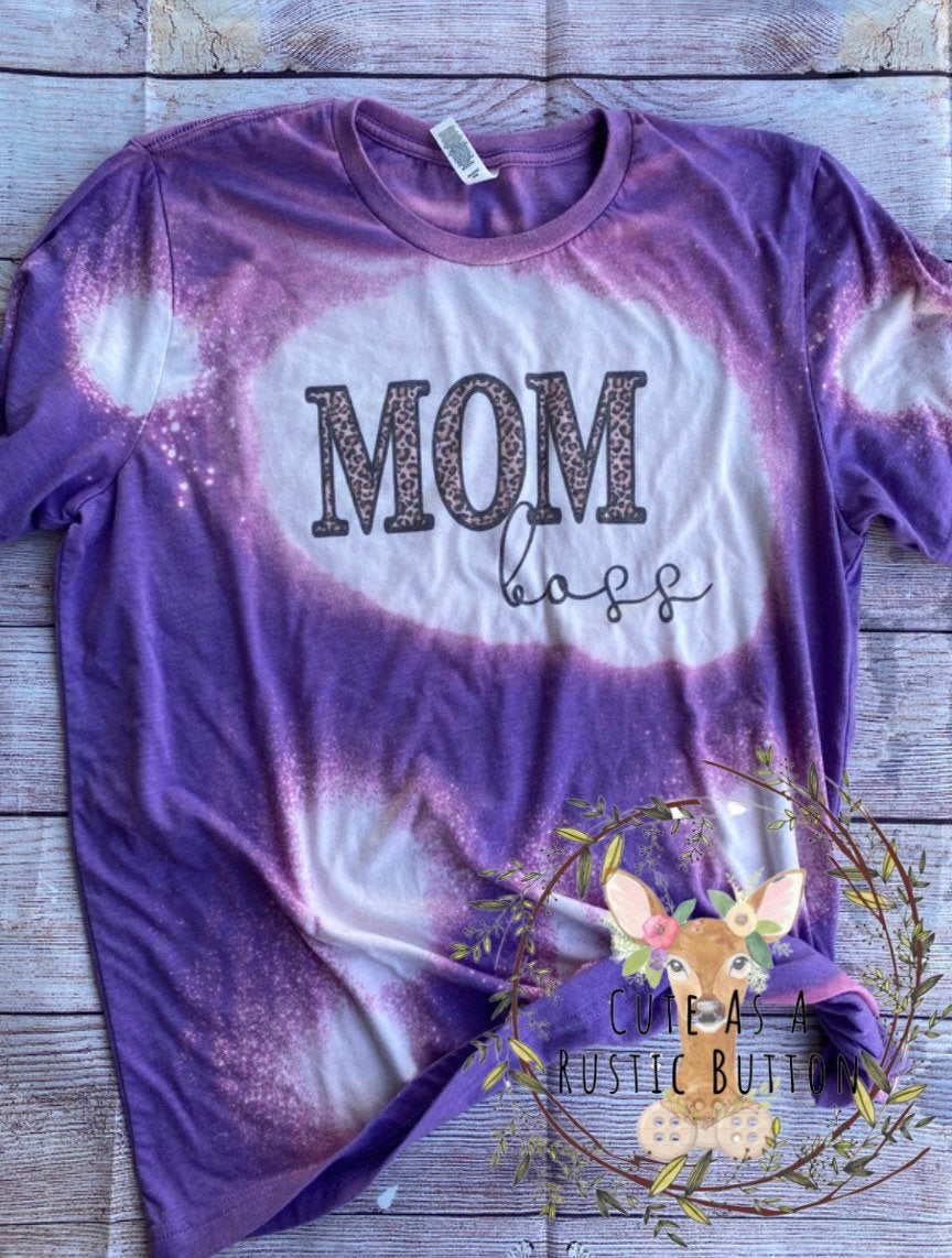 Mom Boss | Leopard Mom Boss Bleach Tee | Mom Boss Leopard