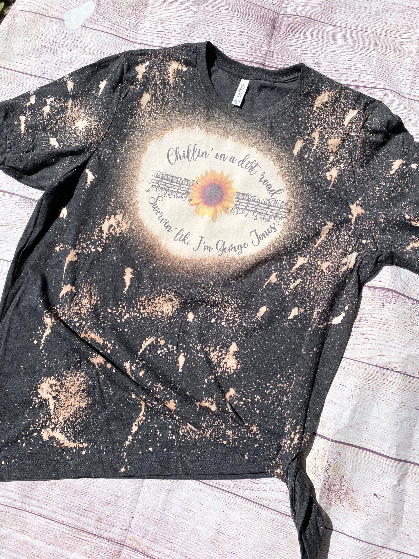 Chillin on a Dirt Road | George Jones | Chilling Back Road Sunflower | Bleach shirt | Bleach Tees