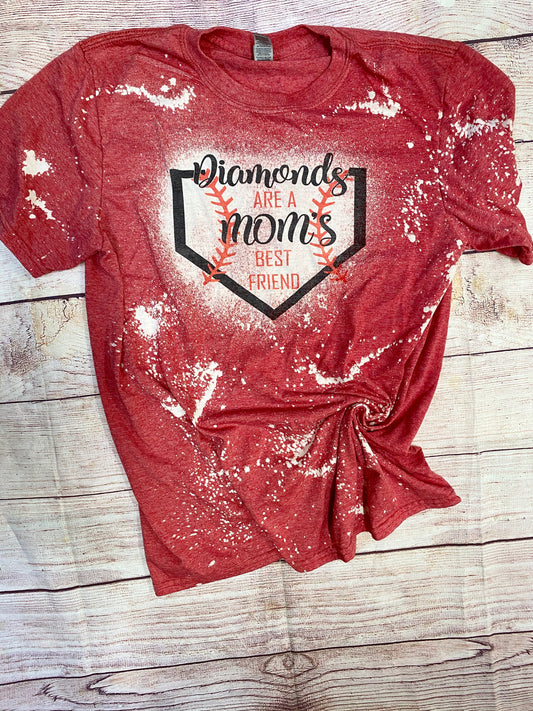 Diamonds mom best friend | Baseball Bleach Shirt | Bleach Tee | Bleach Shirt | Bleached Shirt