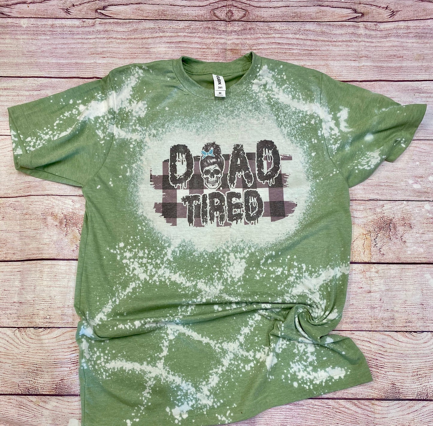 Dead Tired | Dead Tired Mom Skull | Fall Design Bleach Shirt | Bleach Tee | Bleach Shirt | Bleached Shirt | Fall Bleach Shirt