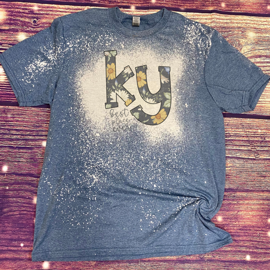 Floral Ky Kentucky Best Place Ever Bleach Tee