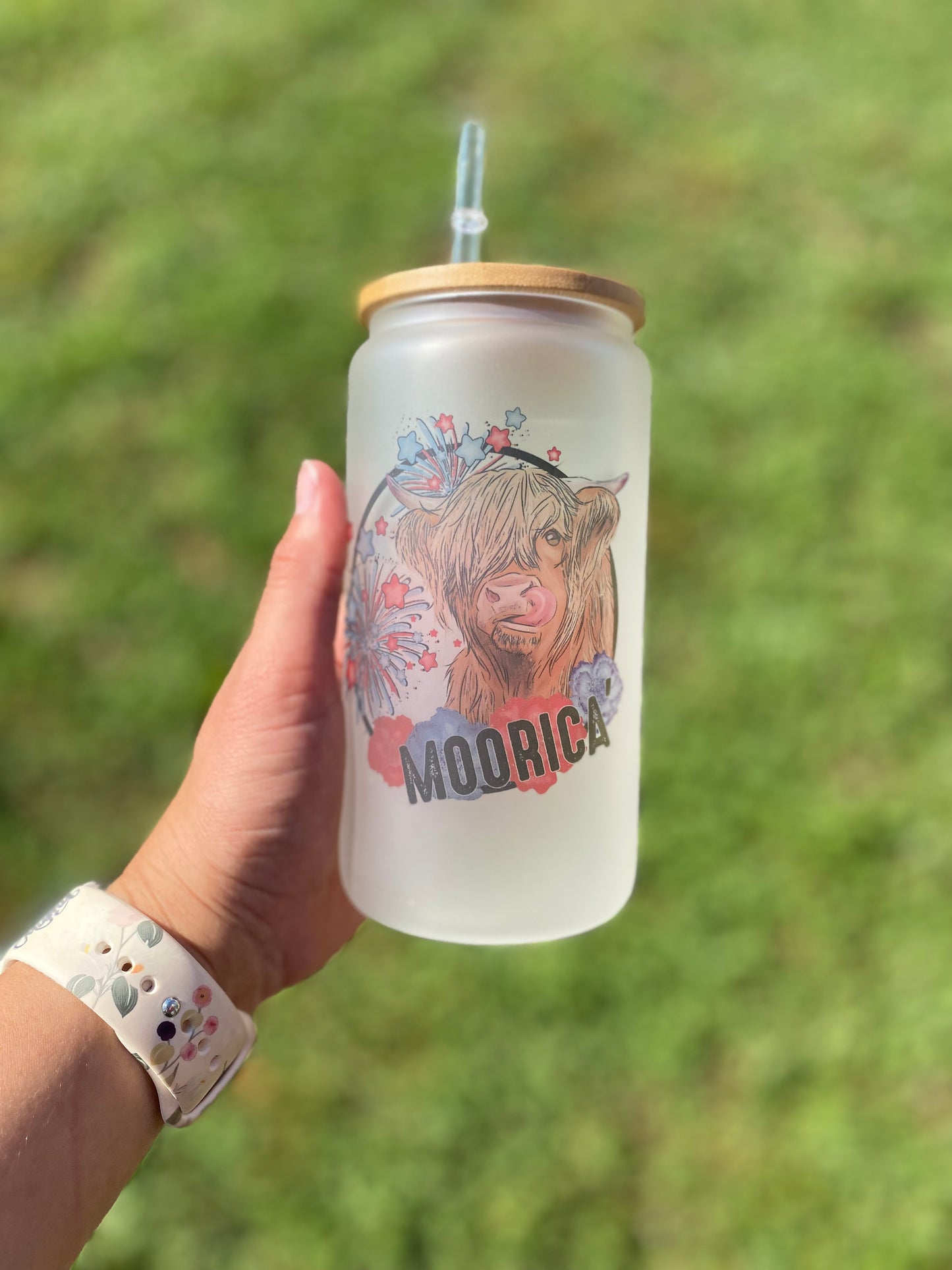 Moorica Patriotic Frosted Glass Tumbler