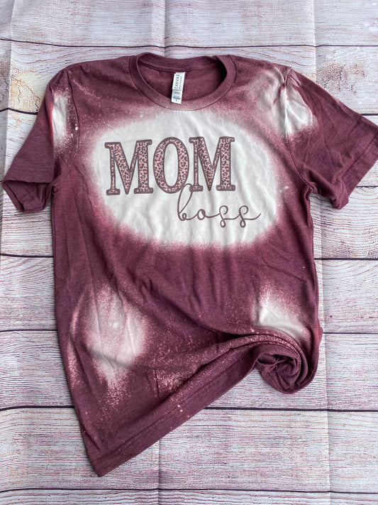 Mom Boss | Leopard Mom Boss Bleach Tee | Mom Boss Leopard