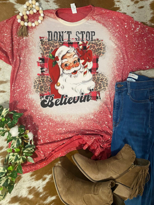 Don’t Stop Believin’ Christmas Bleach Tee