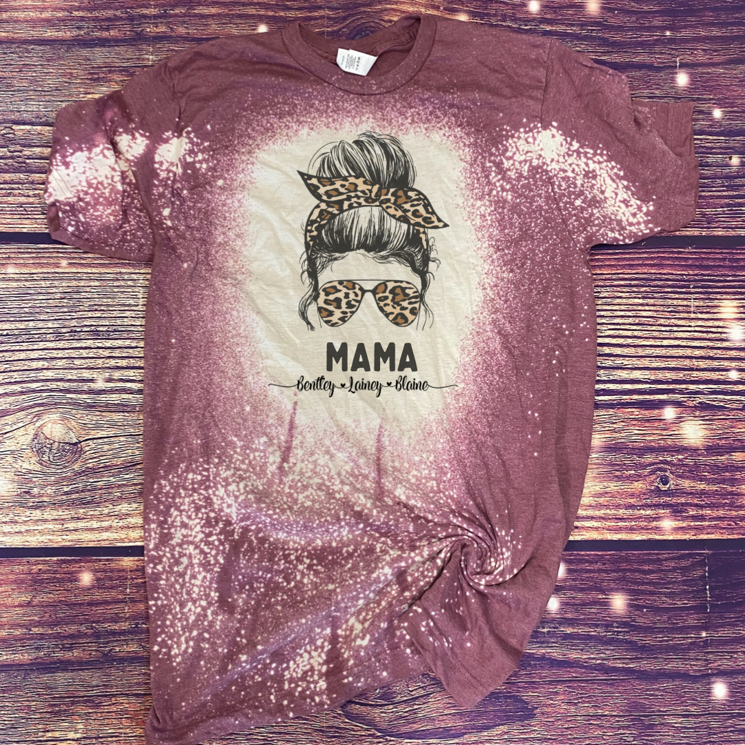Mama leopard Personalized Bleach Tee