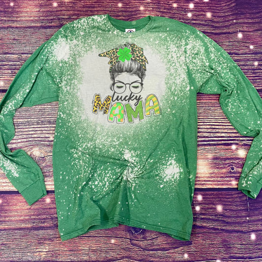 St Patrick’s lucky mama bleach long sleeve shirt