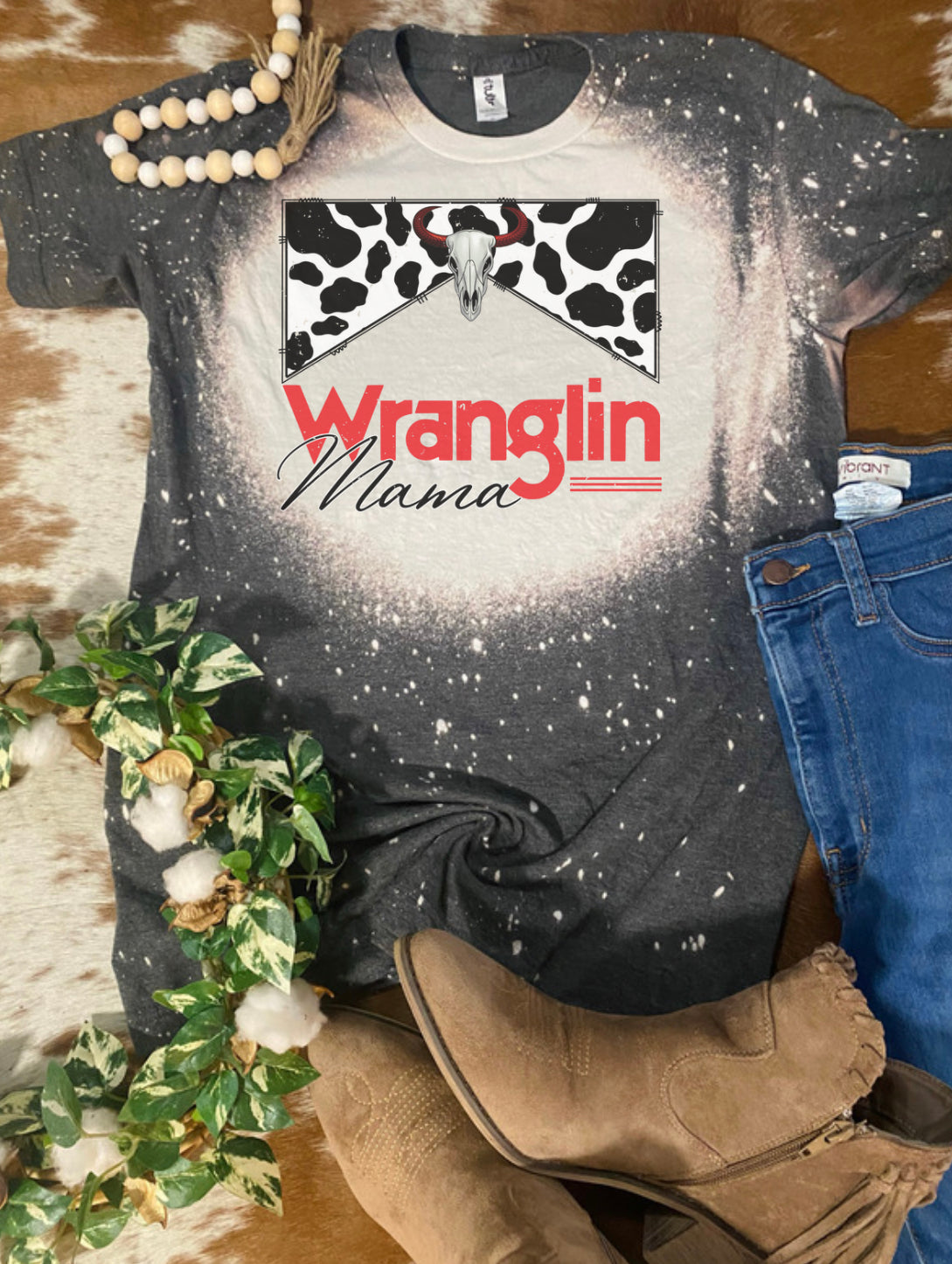 Wranglin Mama Western Bleach Tee