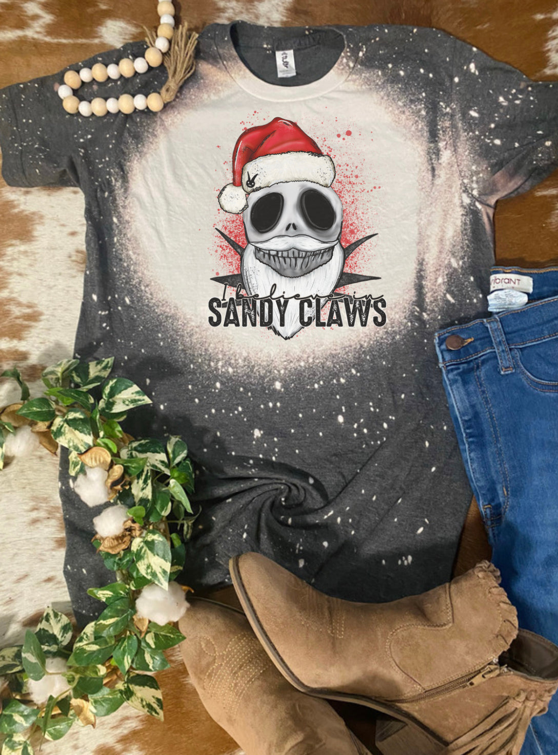 Sandy Claus Christmas Bleach Tee