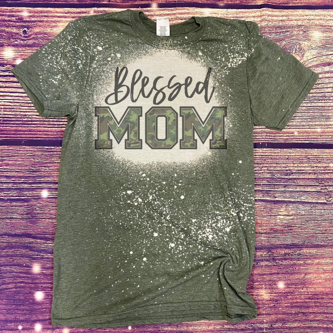 Flash Sale Blessed Mom Bleach Tee