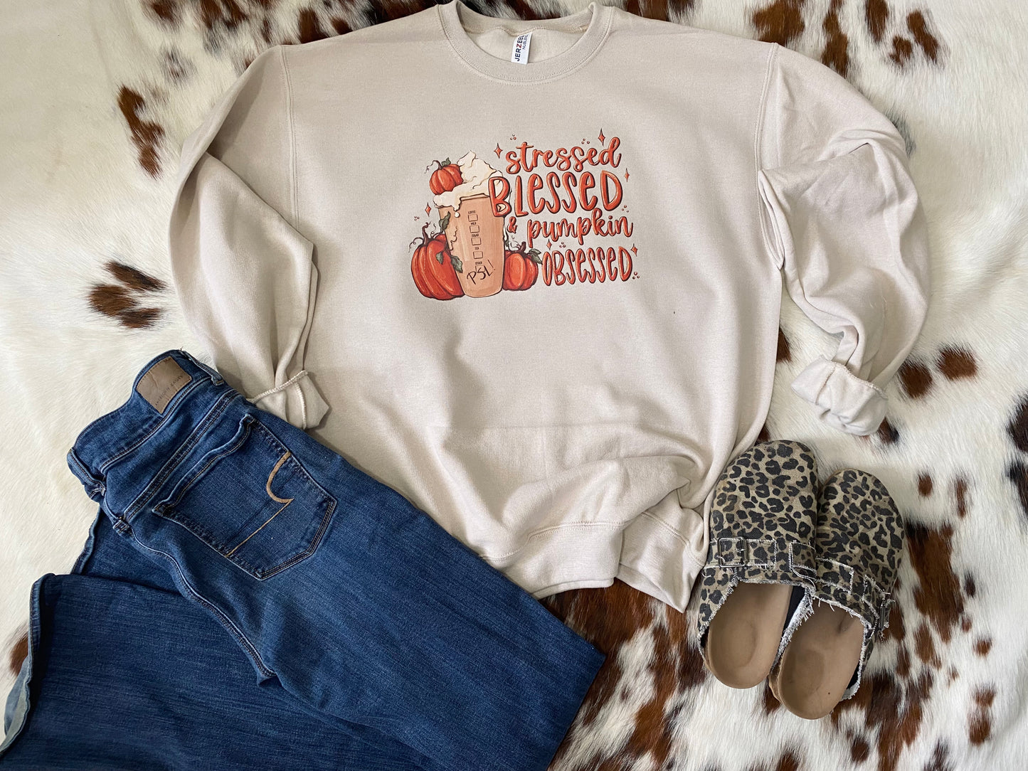 Stressed Blessed and Pumpkin Obsessed Fall Sweatshirt