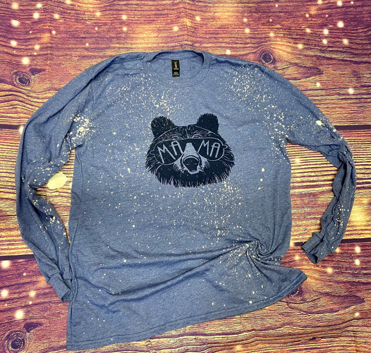 Mama Bear Splattered long sleeve Bleach Tee