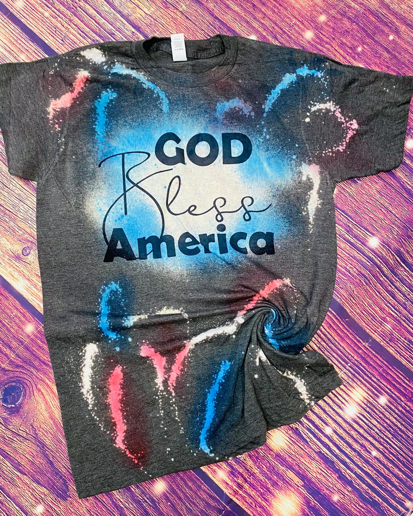 God Bless America reverse tie dye Tee