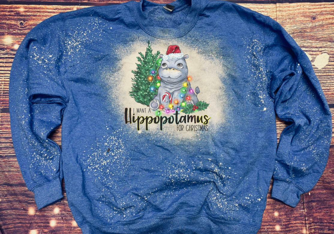 Hippopotamus Christmas Bleach Sweatshirt