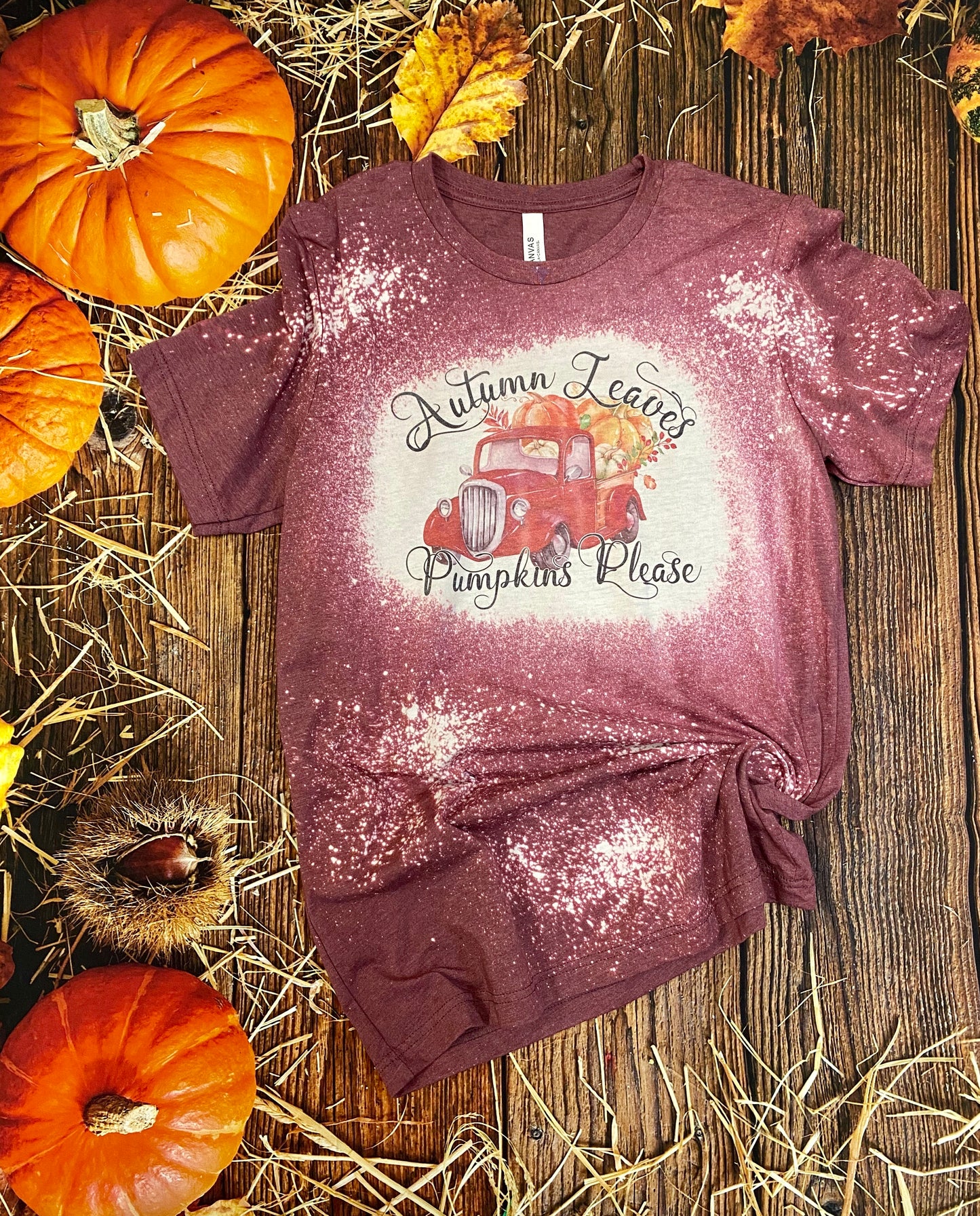 Autumn Leaves and Pumpkins Please | Fall Bleach Shirt | Bleach Tee | Bleach Shirt | Bleached Shirt