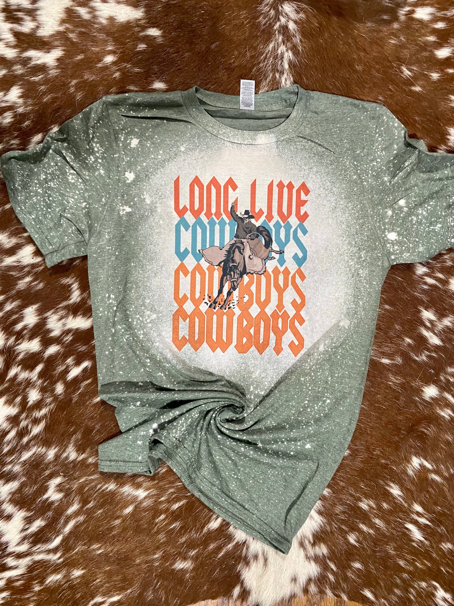 Long Live Cowboys Western Bleach Tee