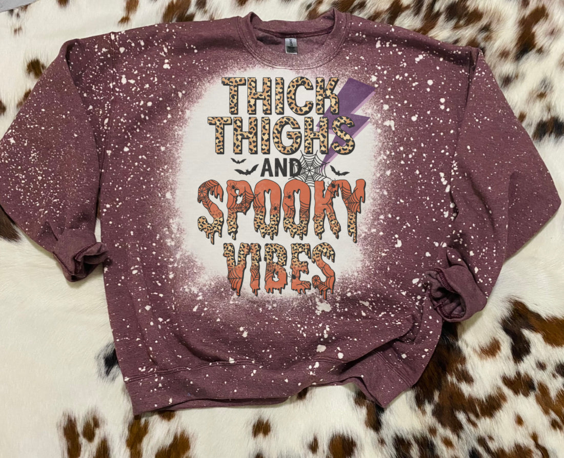 Thick Thighs and Spooky Vibes Bleach Sweatshirt