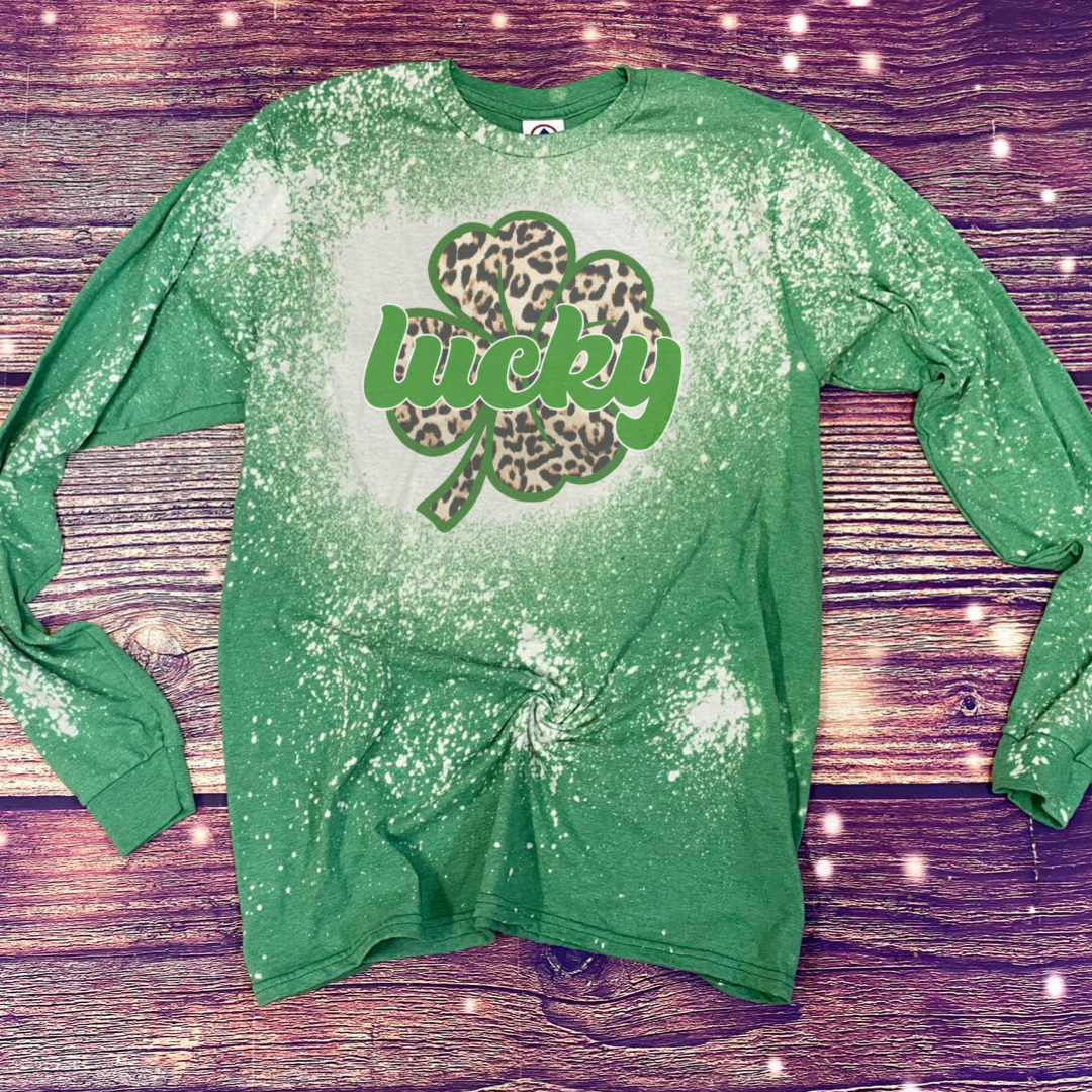 St Patrick’s lucky clover bleach long sleeve shirt